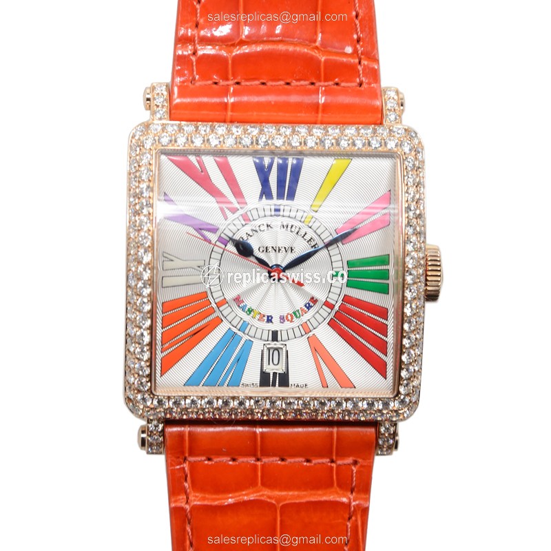 Luxurious Franck Muller 6000 H SC DT COL DRM R D Replica Watch in 18kt Rose Gold with Silver Dial &