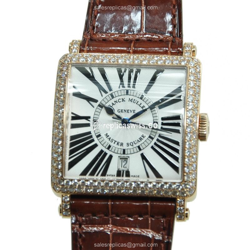 Luxurious Franck Muller 6000 H SC DT R D Master Square Replica, Automatic, 18kt Rose Gold Case &