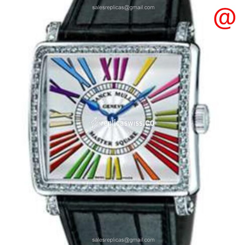 Luxurious Franck Muller 6002 H Master Square Replica in Stainless Steel & Blue Leather Strap with