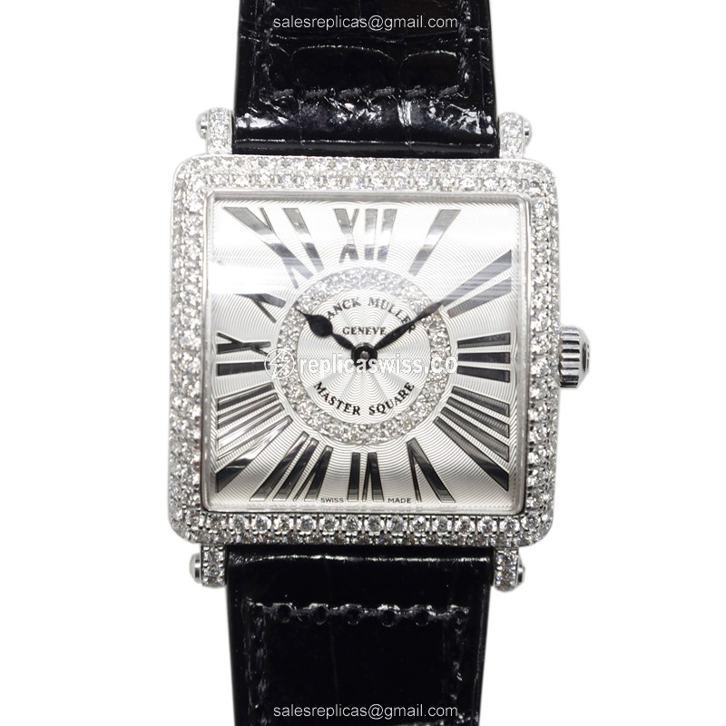 Luxurious Franck Muller 6002 L Master Square Replica, Silver Dial, 18kt White Gold Case Watch