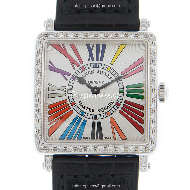Luxurious Franck Muller 6002 L Master Square Replica, White Dial, Stainless Steel Case & Diamond