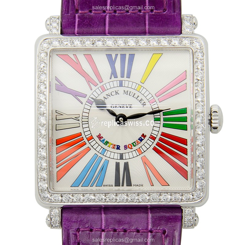 Luxurious Franck Muller 6002 M B Master Square Replica in Stainless Steel & Diamond Bezels, Silver