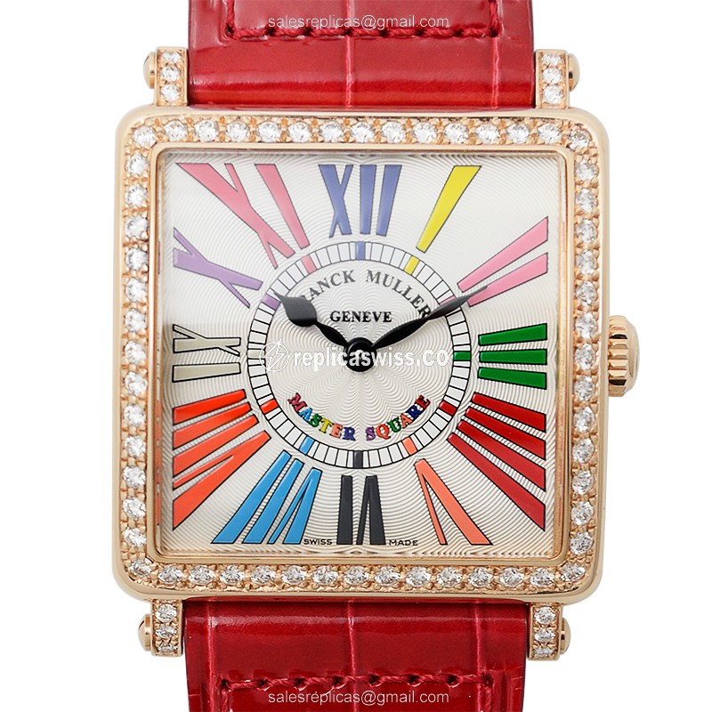 Luxurious Franck Muller 6002 M Master Square Replica, Silver Dial, 18kt Rose Gold Case Watch