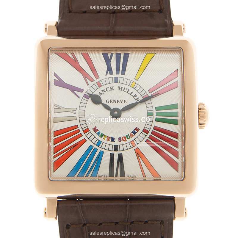 Luxurious Franck Muller 6002 M QZ Replica with Silver Dial & 18kt Rose Gold Case Watch