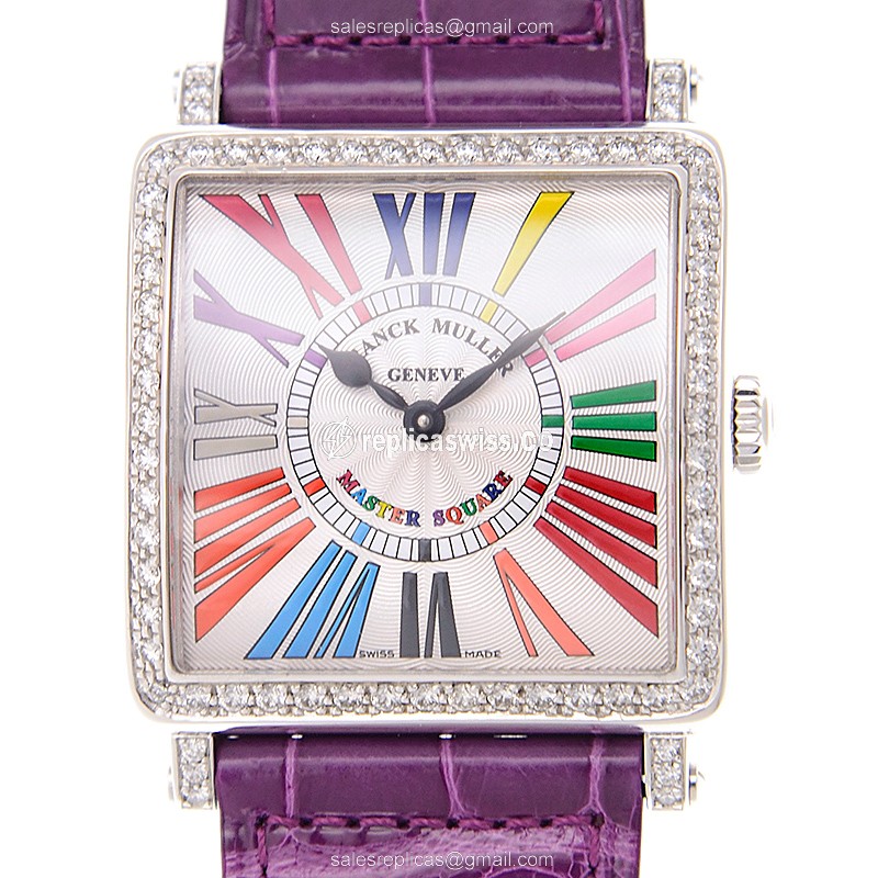 Luxurious Franck Muller 6002 Master Square Replica, 18kt White Gold Case, White Diamond Dial