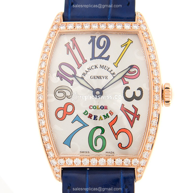 Luxurious Franck Muller 7502 QZ Replica in 18kt Rose Gold, Silver Dial, Sapphire Crystal Watch