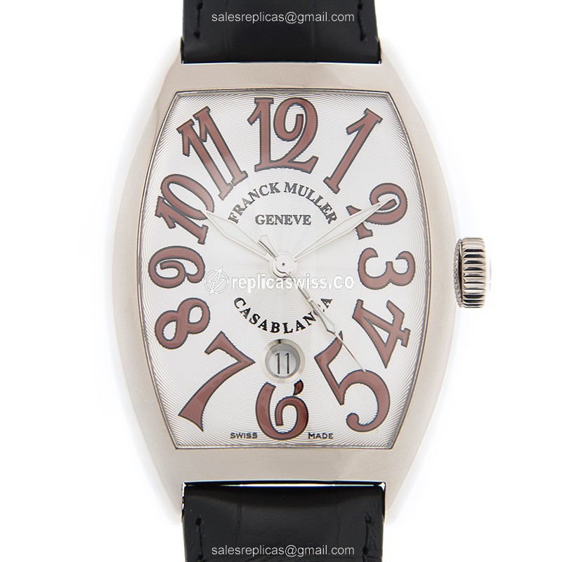 Luxurious Franck Muller 8880 C DT Casablanca Replica with Silver Dial & 18kt Gold Case Watch