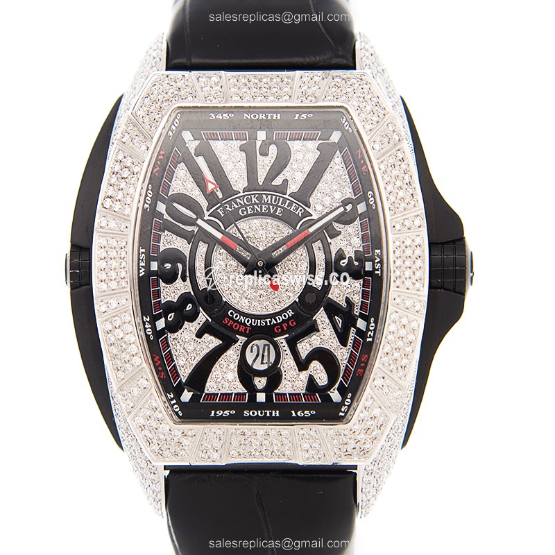 Luxurious Franck Muller 8900 SC DT GPG Automatic, White Gold Case with Diamond Accents Watch