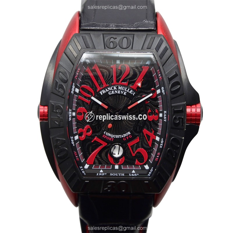 Luxurious Franck Muller 8900 SC DT GPG Conquistador Replica in Black Dial & Aluminum Case Watch