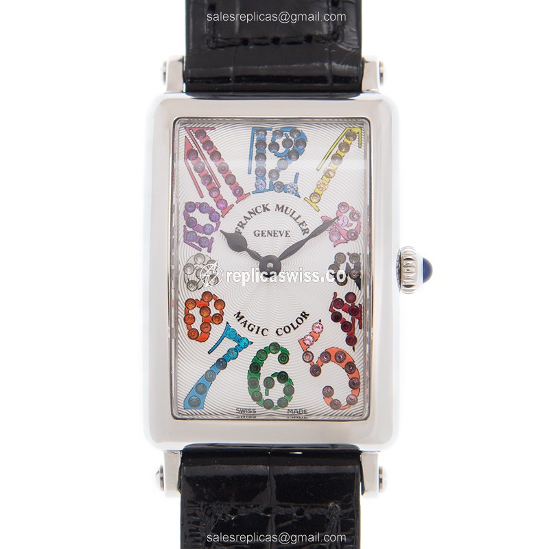 Luxurious Franck Muller 902 QZ Long Island Replica with White Dial & Alligator strap Watch
