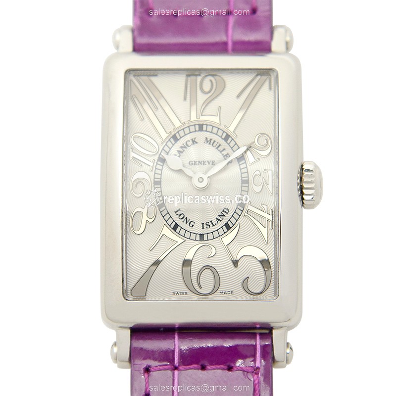 Luxurious Franck Muller 902 QZ REL Long Island Replica Watch | Silver Dial, Alligator Strap