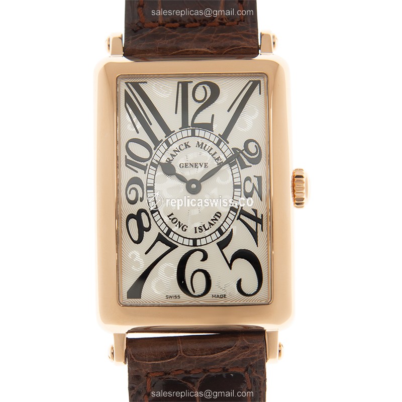 Luxurious Franck Muller 952 QZ HO Long Island Replica, White Dial & 18kt Gold Case Watch