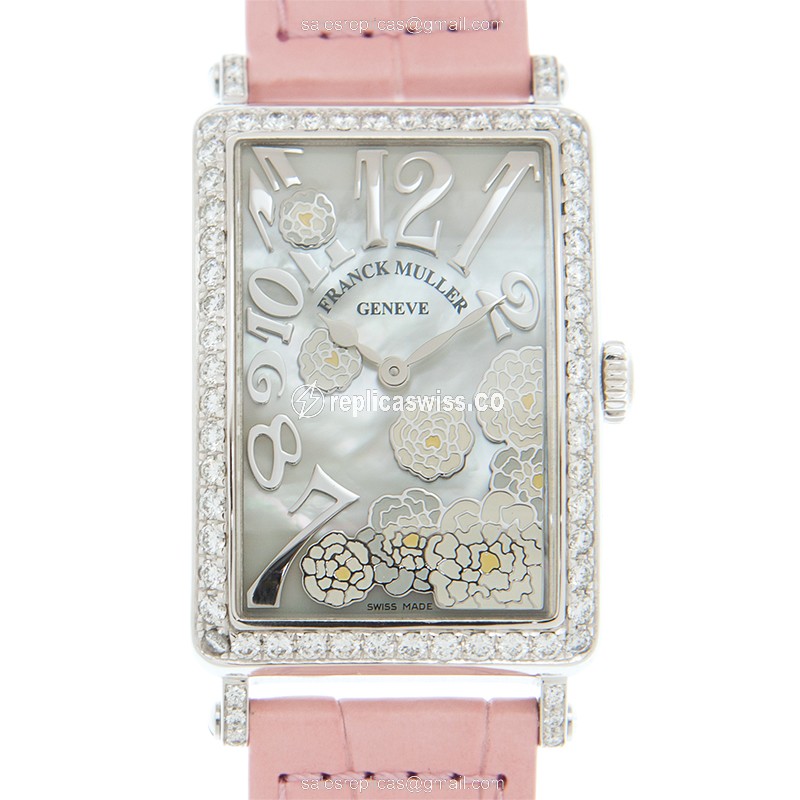 Luxurious Franck Muller 952 QZ REL MOP BC Replica Watch | White Dial, Stainless Steel Case with