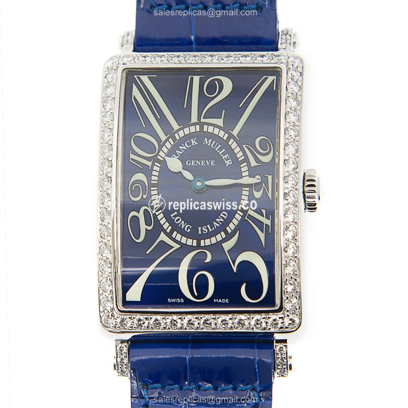 Luxurious Franck Muller 952 QZ Replica, Blue Sapphire Crystal, Stainless Steel Case with Diamond