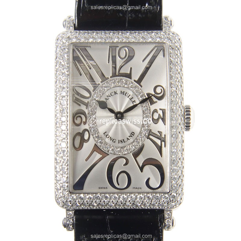 Luxurious Franck Muller 952 QZ Replica with Silver Dial, 18kt White Gold Case, Alligator Strap