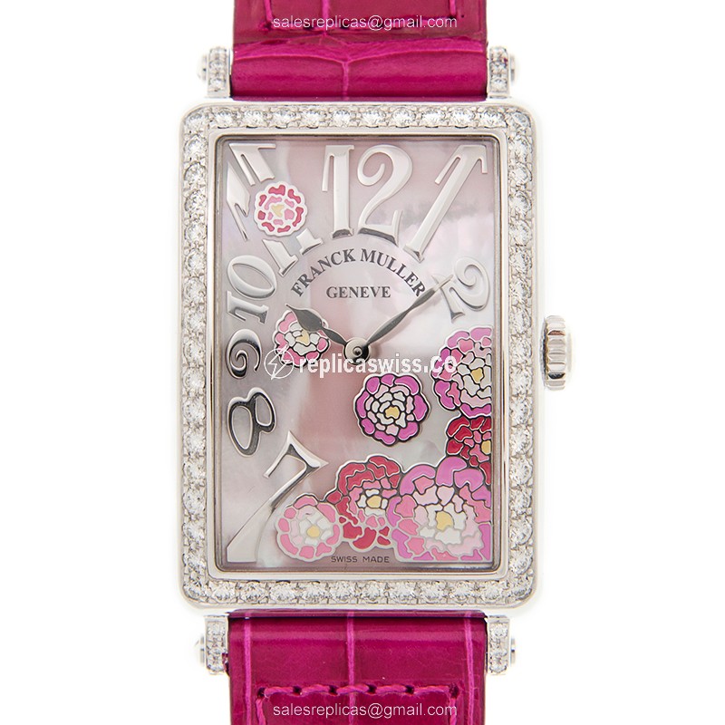 Luxurious Franck Muller 952QZ Quartz Replica, White Dial & Alligator Strap, Stainless Steel Case