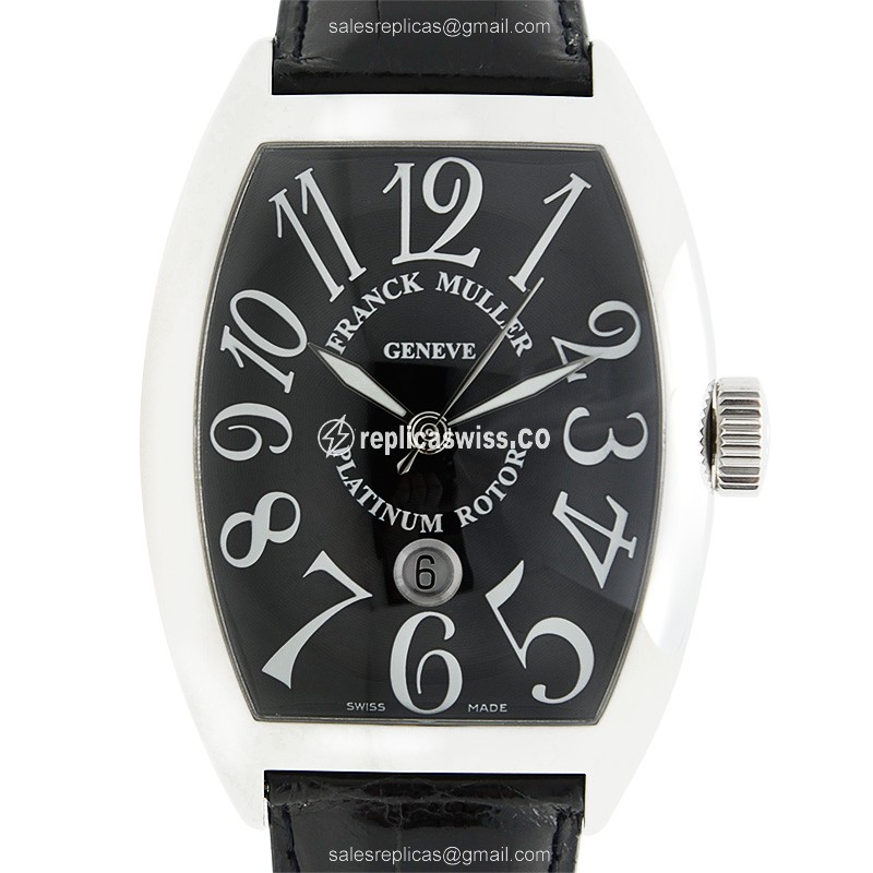 Luxurious Franck Muller 9880 SC DT Automatic Steel Replica, Black Dial & Alligator Strap Watch