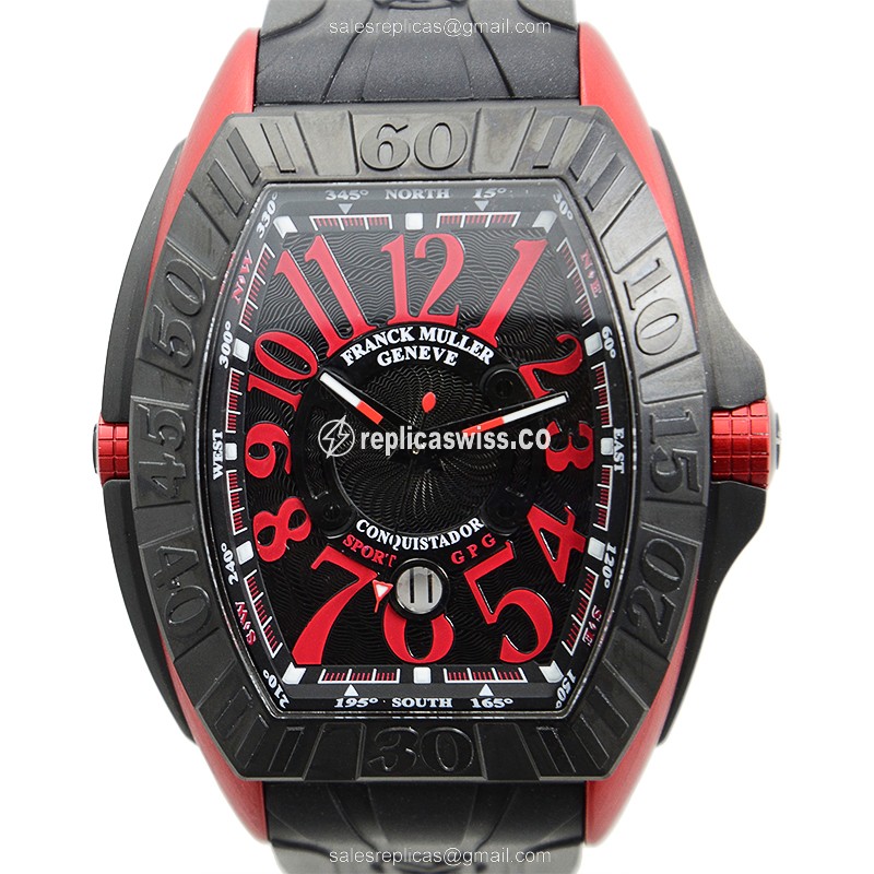 Luxurious Franck Muller 9900 SC DT GPG Conquistador Replica in Black Dial & Stainless Steel Case