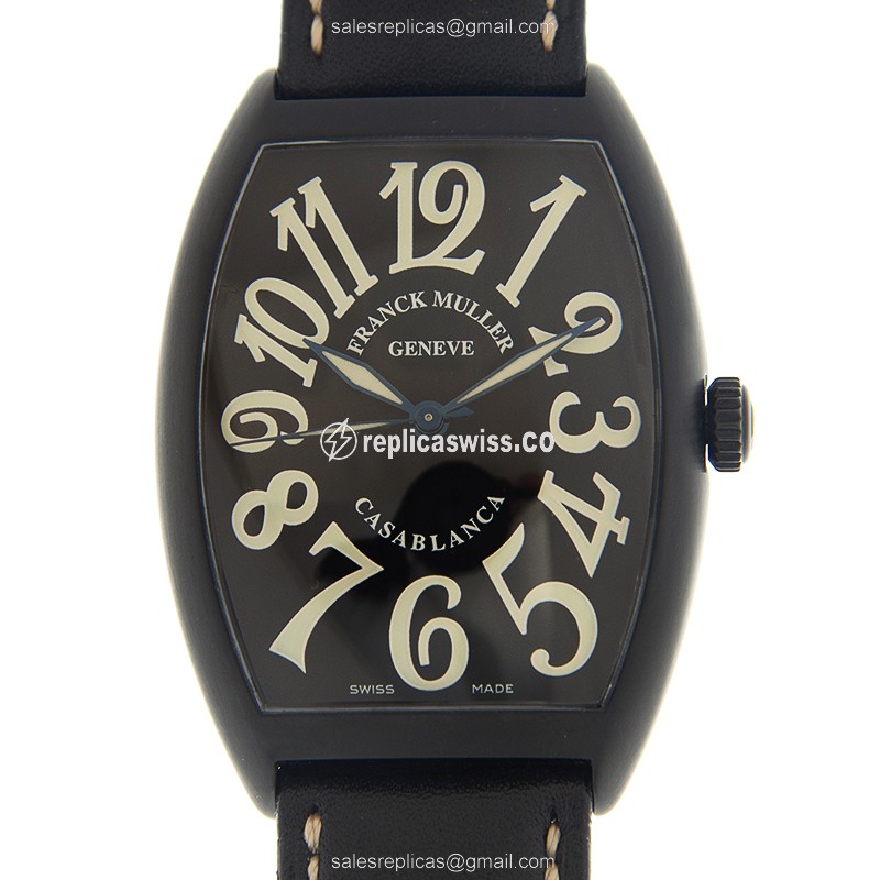Luxurious Franck Muller Cintree Curvex Replica in Black Sapphire Crystal, Automatic Self-Winding