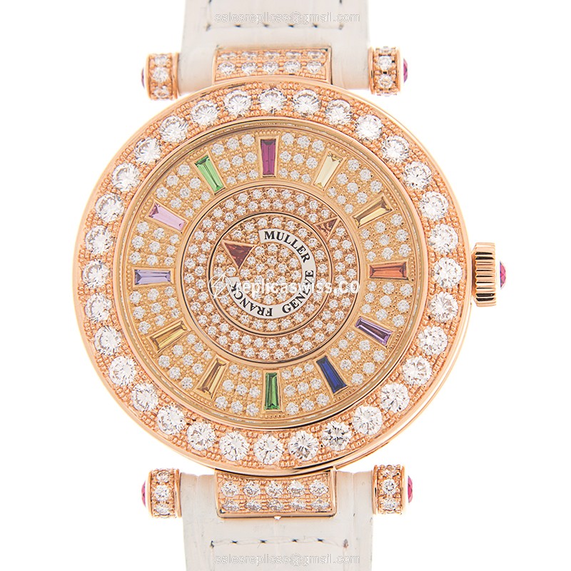 Luxurious Franck Muller DM 42 COL DRMD 1R CD Watch, Automatic Movement, 18kt Rose Gold Case, Silver