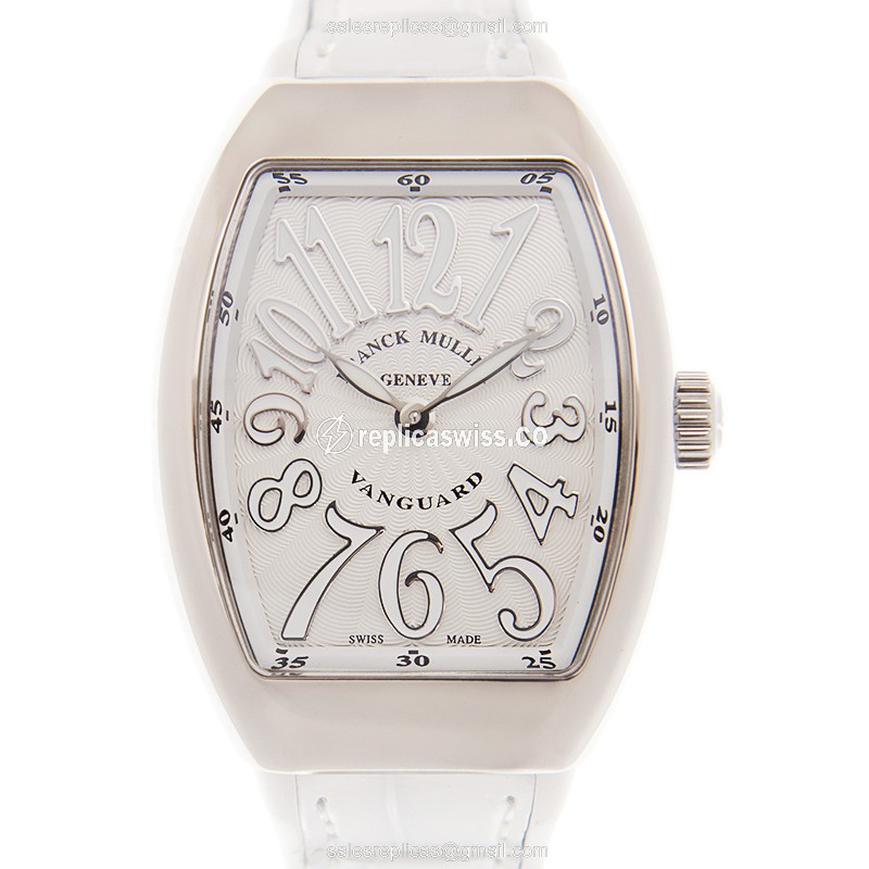 Luxurious Franck Muller V 29 QZ Quartz Watch with White Dial & Leather Strap