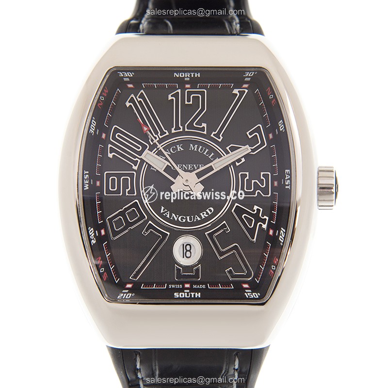 Luxurious Franck Muller V 41 SC DT AC.NR Vanguard Replica in Black Dial & Stainless Steel Case Watch