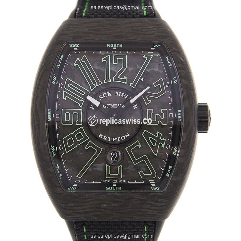 Luxurious Franck Muller V 45 SC DT KRYPTON Vanguard Replica in Black Carbon with Automatic Movement