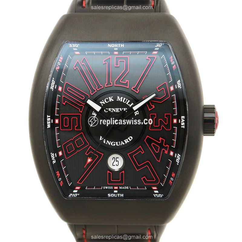Luxurious Franck Muller V 45 SC DT TT NR Vanguard Replica in Black Dial & Stainless Steel Case Watch
