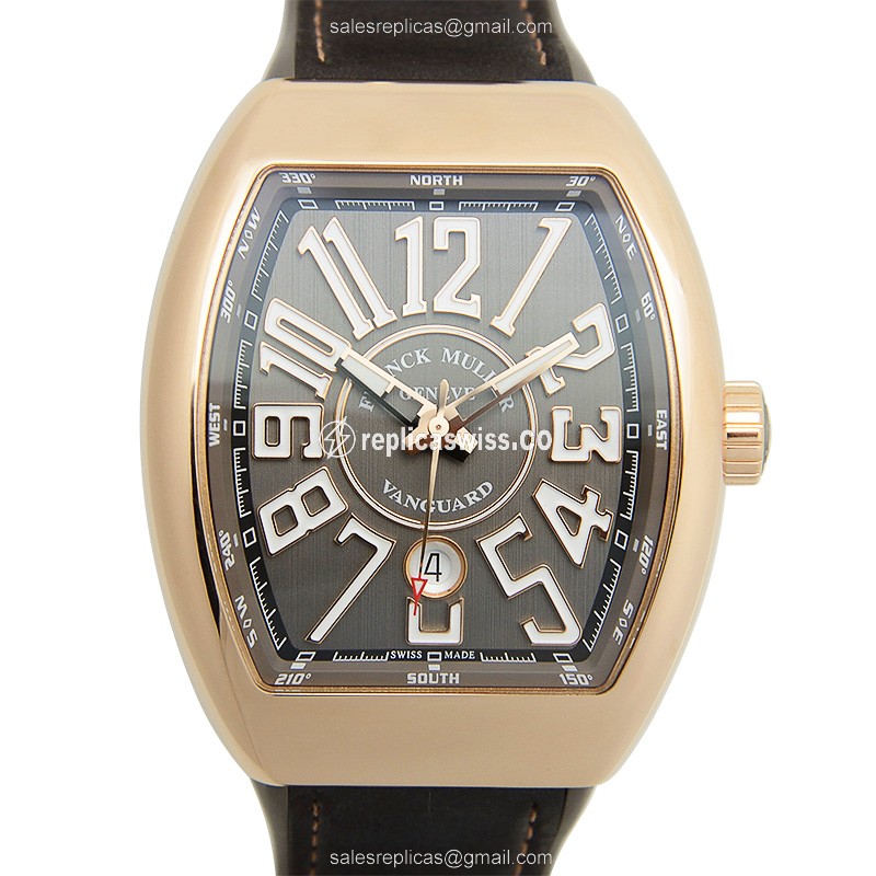 Luxurious Franck Muller V 45 SC DT Vanguard Automatic Gold Watch | Gray Dial, Black Alligator Strap