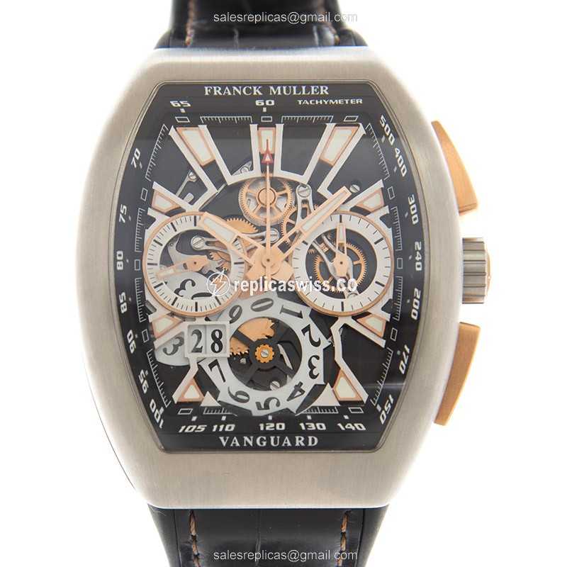 Luxurious Franck Muller V 45 Vanguard Automatic in Black Dial & Titanium Case Watch