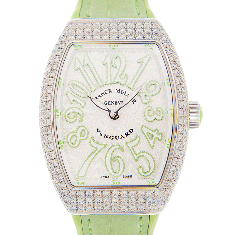 Luxurious Franck Muller V32 QZ D Vanguard Replica, Silver Dial, Alligator Green Strap Watch