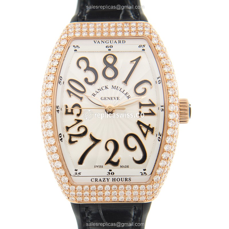 Luxurious Franck Muller V32 Vanguard Replica in 18kt Rose Gold & Steel, Automatic Movement & White