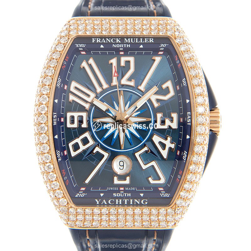 Luxurious Franck Muller V41 SC DT D Yachting Replica in 18kt Rose Gold, Automatic Movement, and