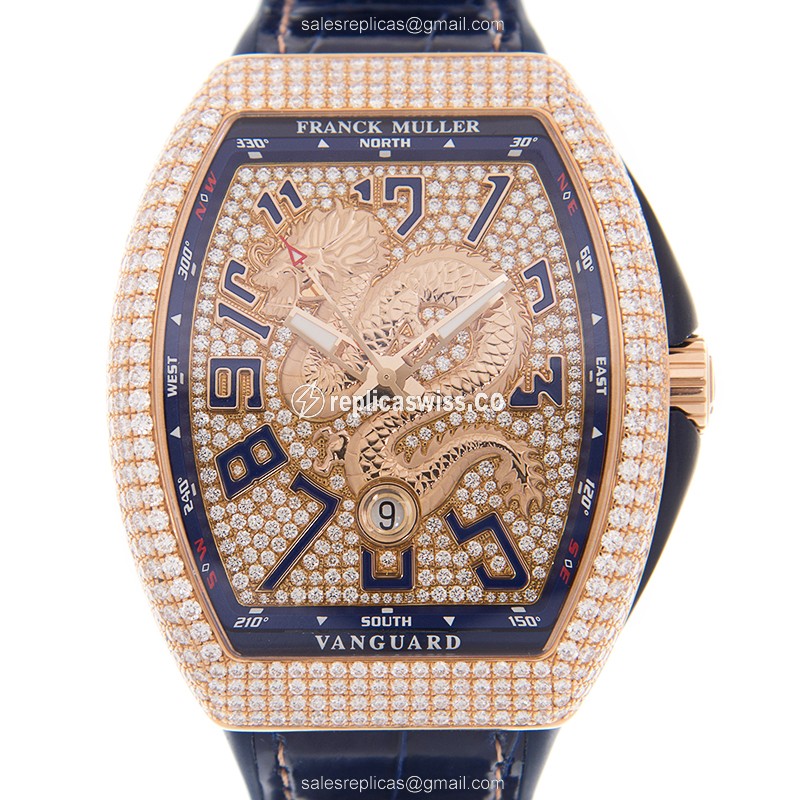 Luxurious Franck Muller V45 Dragon King Replica in 18kt Rose Gold, Automatic Movement, and