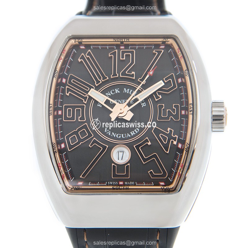 Luxurious Franck Muller V45 SC DT Vanguard Automatic Replica in Black Dial Steel Case Watch