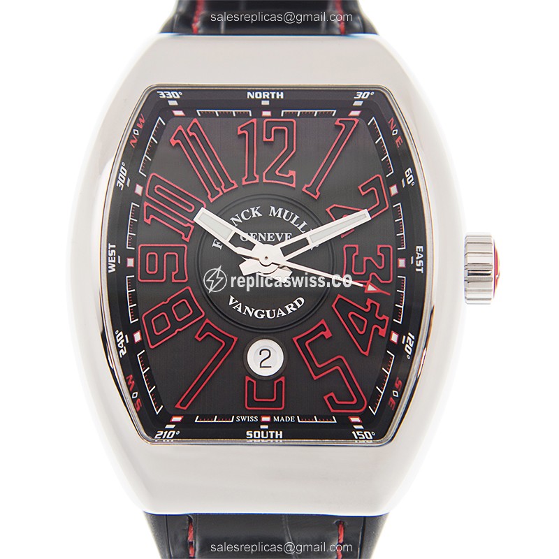 Luxurious Franck Muller V45 SC DT Vanguard Automatic Watch in Black Dial & Steel Case