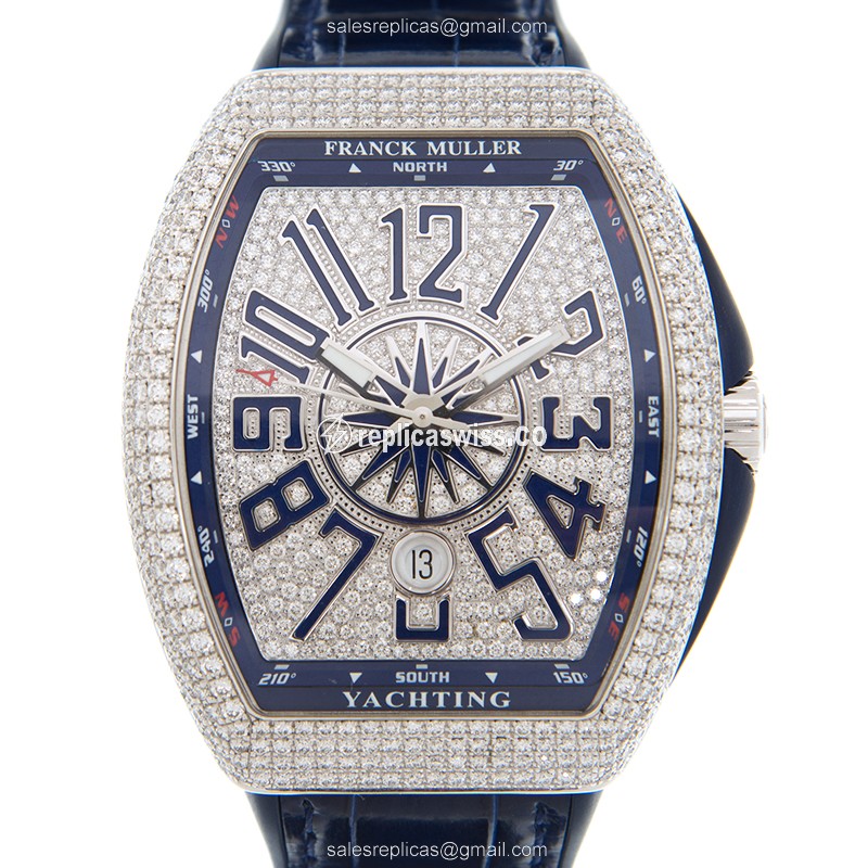 Luxurious Franck Muller V45 SC DT Yacht replica watch, Automatic movement, 18kt white gold case &