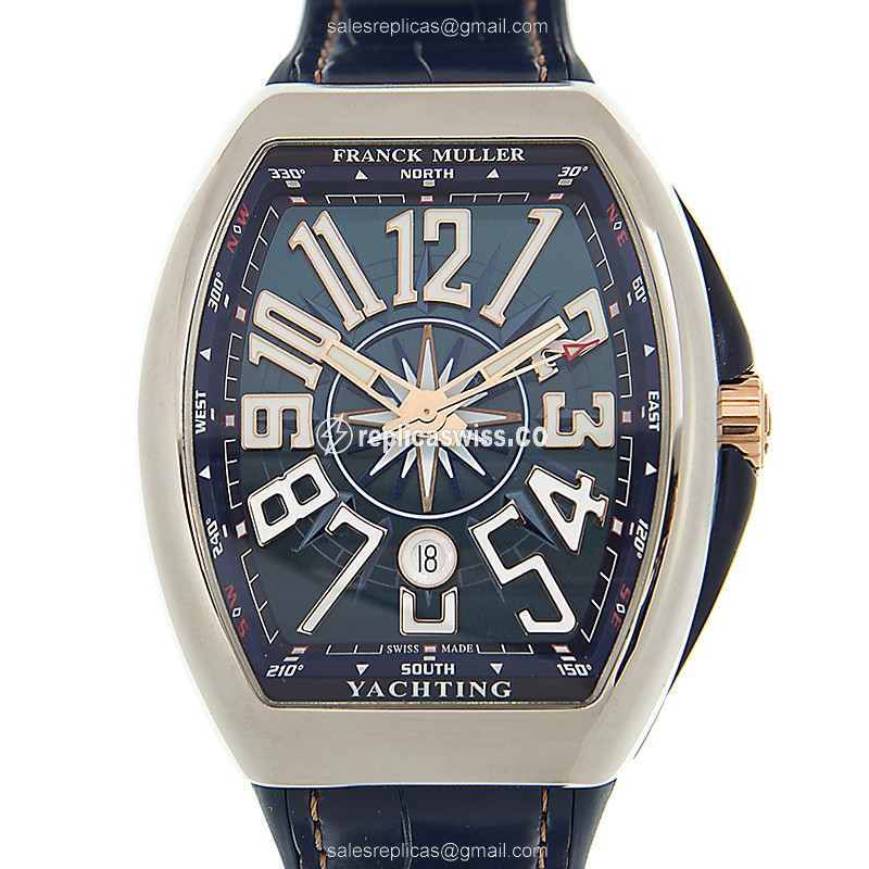 Luxurious Franck Muller V45 SC DT Yacht replica with Blue Dial & Stainless Steel Case, Automatic