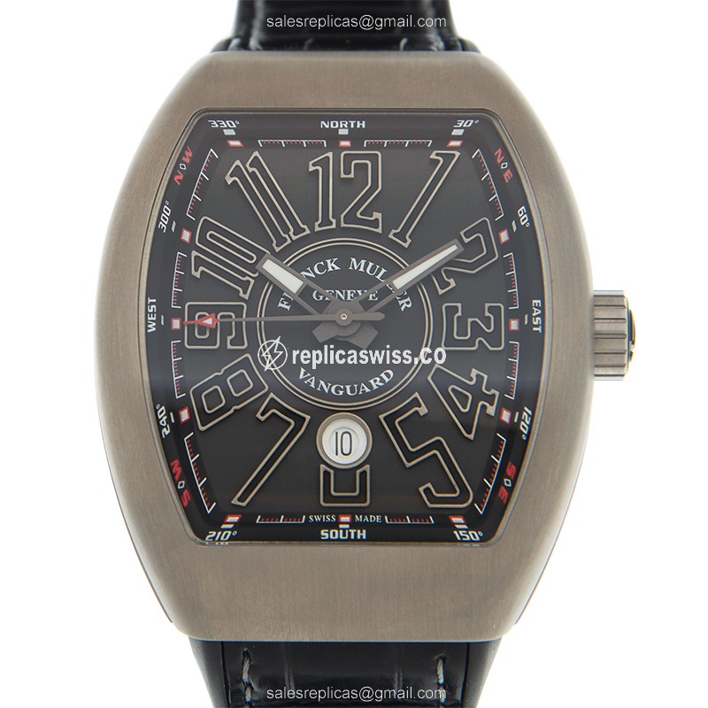 Luxurious Franck Muller Vanguard DT Replica in Titanium & Gray Dial, Automatic Movement Watch