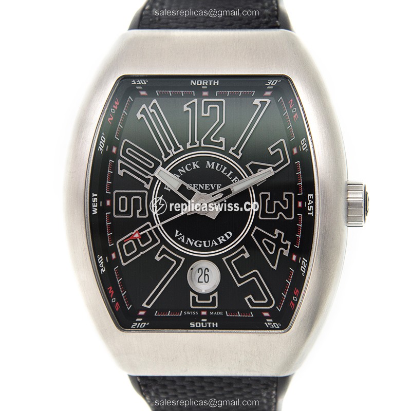 Luxurious Franck Muller Vanguard Replica, Automatic Movement, Black Dial & Rubber Strap Watch