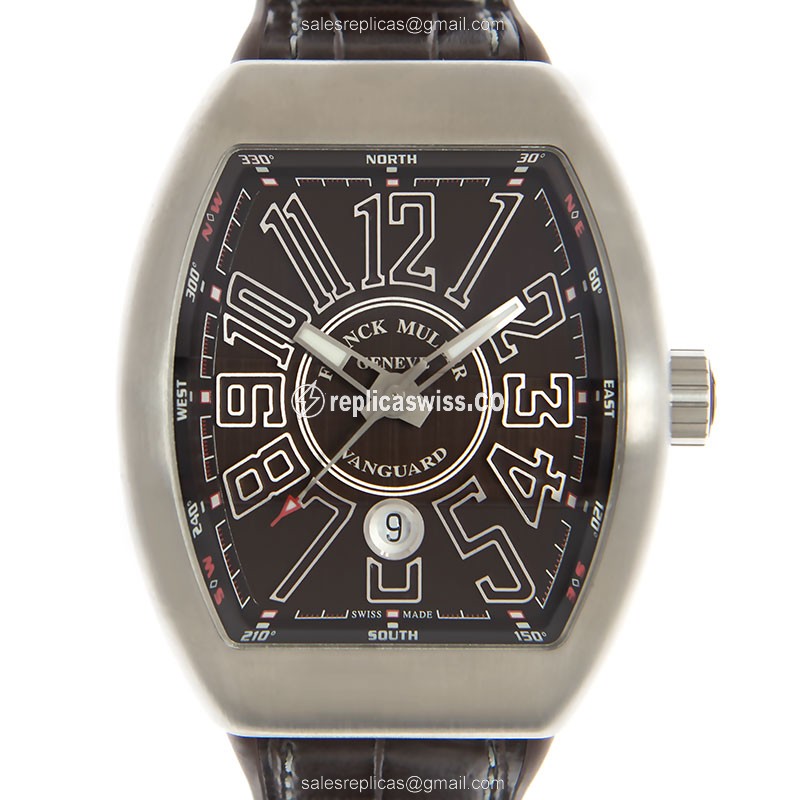 Luxurious Franck Muller Vanguard SC DT Automatic Brown Dial on Brown Leather Strap Watch