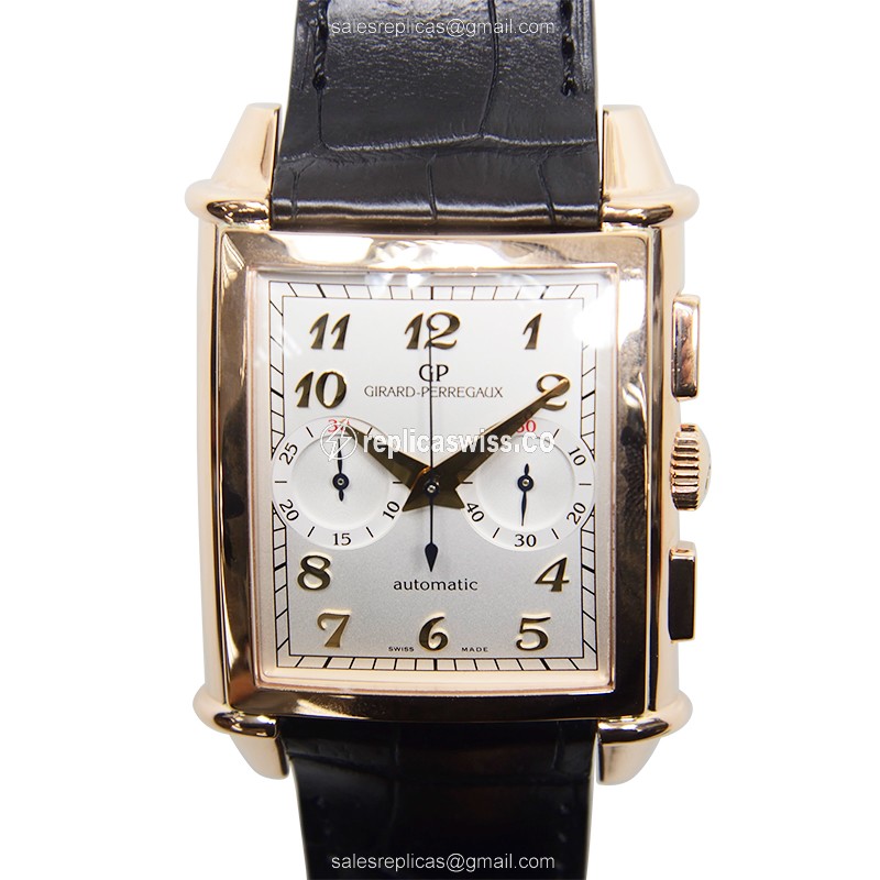 Luxurious Girard Perregaux 1945 Replica with White Dial & Automatic Movement in 18kt Gold Watch