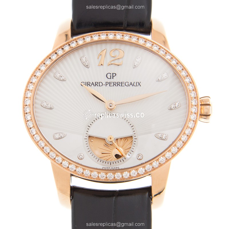 Luxurious Girard Perregaux 80488 Replica in 18kt Rose Gold, White Dial, Sapphire Crystal Watch