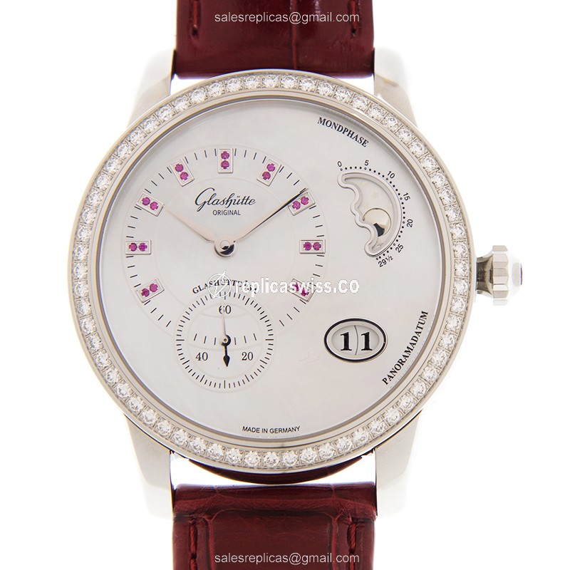Luxurious Glashutte PANO 1-90-12-05-30-01 Replica, Automatic Movement, 18kt White Gold Case Watch