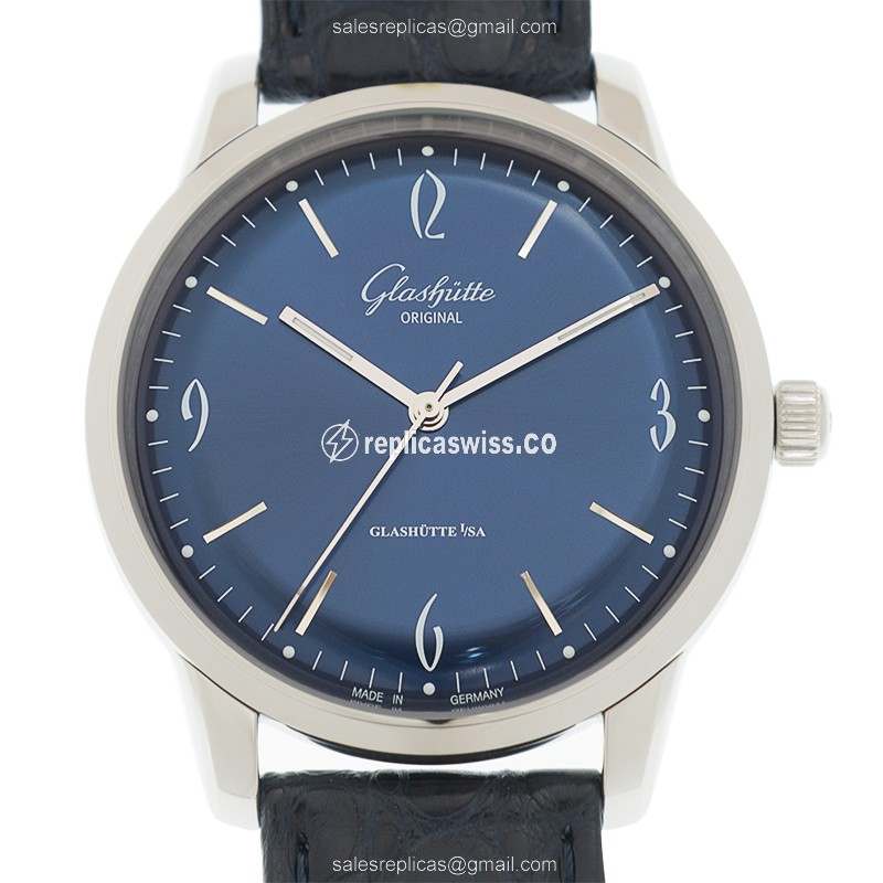 Luxurious Glashutte Senator Sixties Replica | Blue Dial & Alligator strap, Automatic Movement Watch