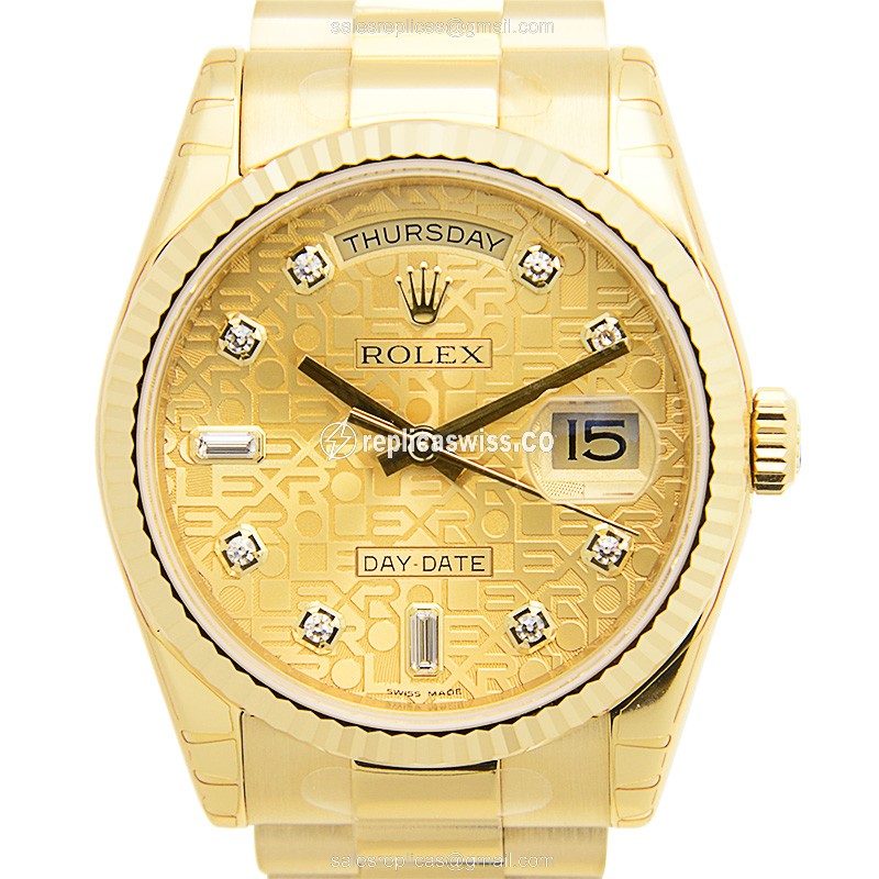 Luxurious Gold Dial Rolex 118238ACOMP Day-Date Replica, Automatic Movement & Gold Clasp Watch