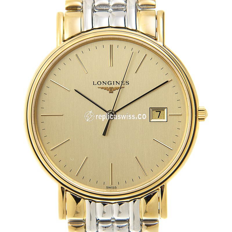 Luxurious Gold-Plated Longines L4.790.2.32.7 Replica, Swiss Quartz Movement & Sleek Gold Band Watch