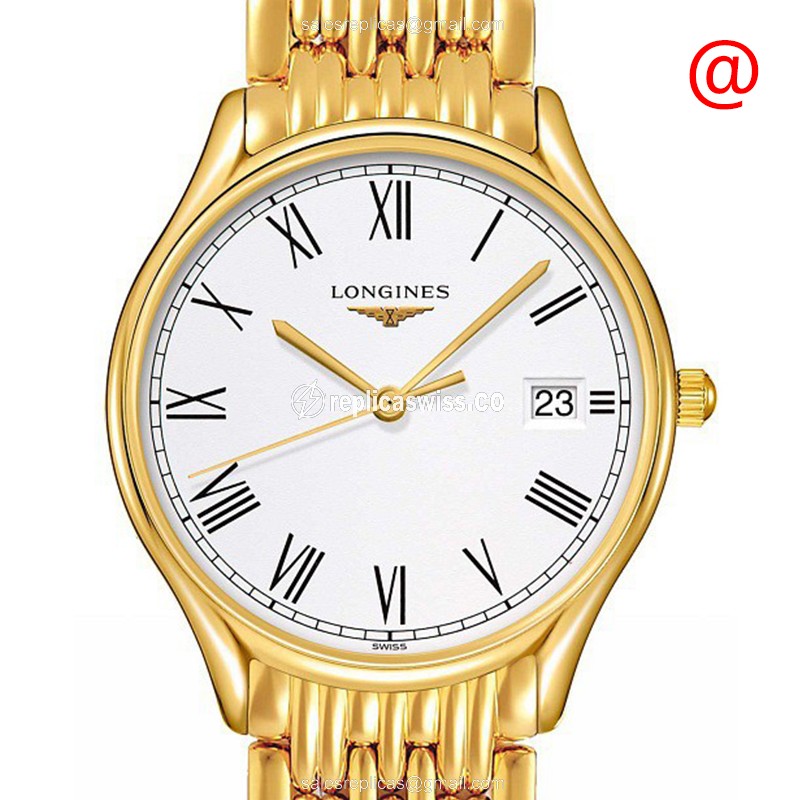 Luxurious Gold PVD Longines Lyre Replica with White Dial & Gold Clasp & Gold Strap Watch