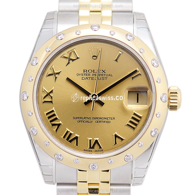 Luxurious Gold & Steel Rolex Datejust Lady Replica with Automatic Movement Elegant Gold Dial