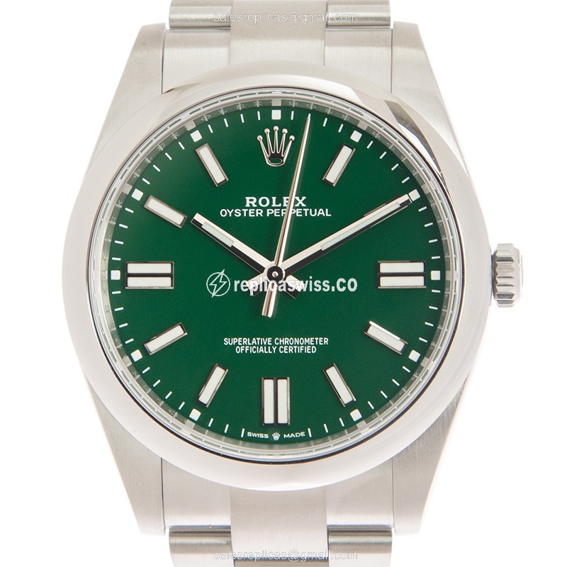 Luxurious Green Dial Rolex 124300-0005 OYSTER Replica, Automatic Movement & Stainless Steel Case